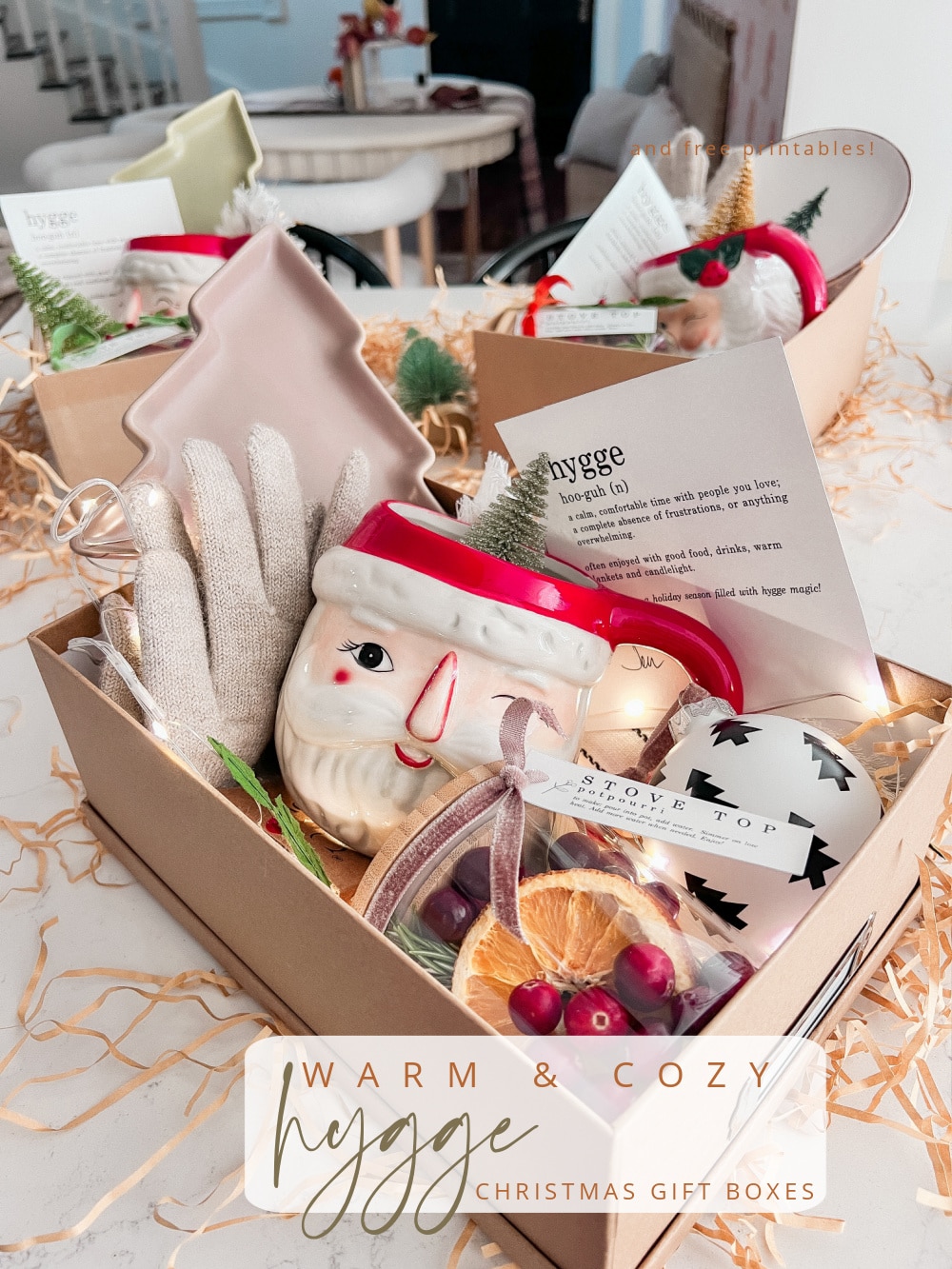 Embrace the Cozy Charm: Hygge Holiday Cards and Simmer Pot Potpourri Tags. Free printables to use this holiday season.
