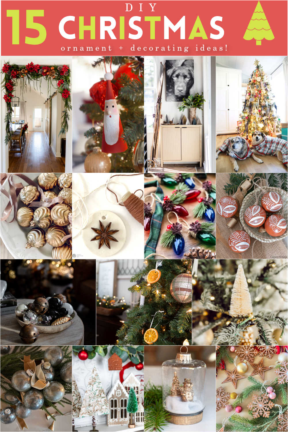 collage with photos of different DIY ornamnets