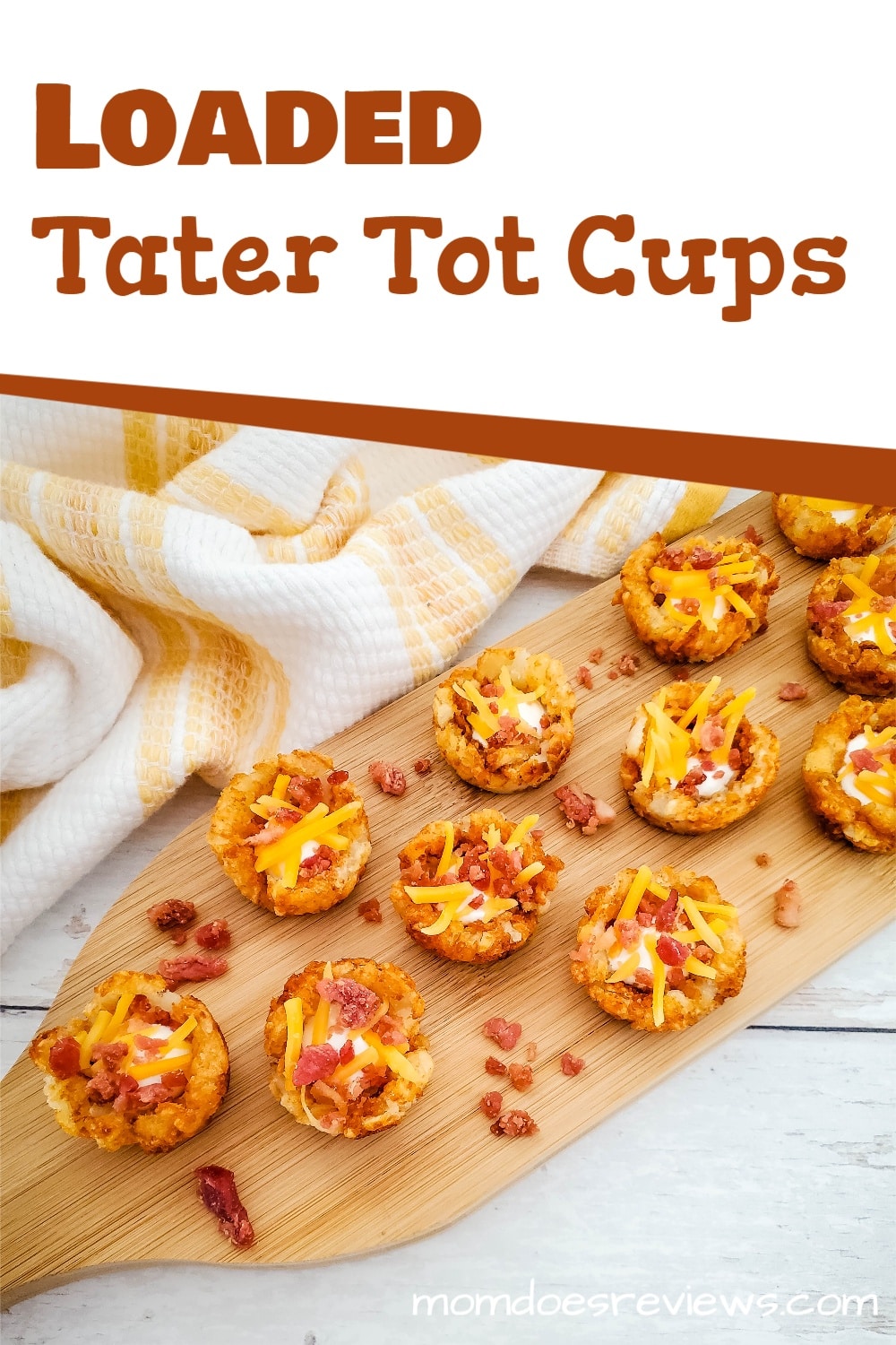 These loaded tater tot cups are easy to make and oh-so delicious! Perfect for an appetizer or side dish (think burgers, sloppy joe’s etc), these delicious bites are sure to please! My favorite part: you only need four ingredients to make this yummy app!  