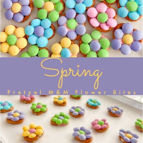 Spring Pretzel M&M Bites are only 3-ingredients, take less than 15 minutes to make and a perfect to make with kids!