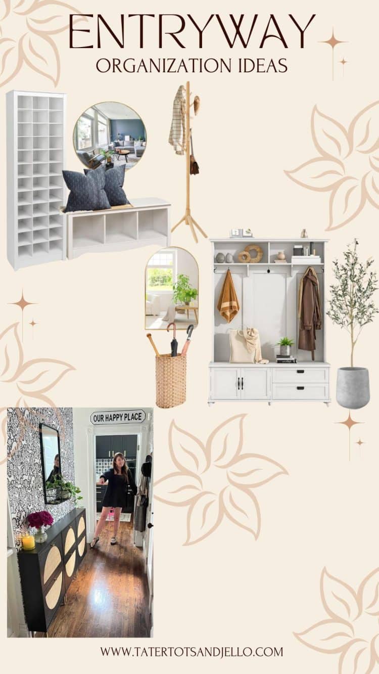 3 No-Closet Entryway Organizing Ideas. Transform your no-closet entryway into a stylish and organized space with three pretty and practical organizing ideas!