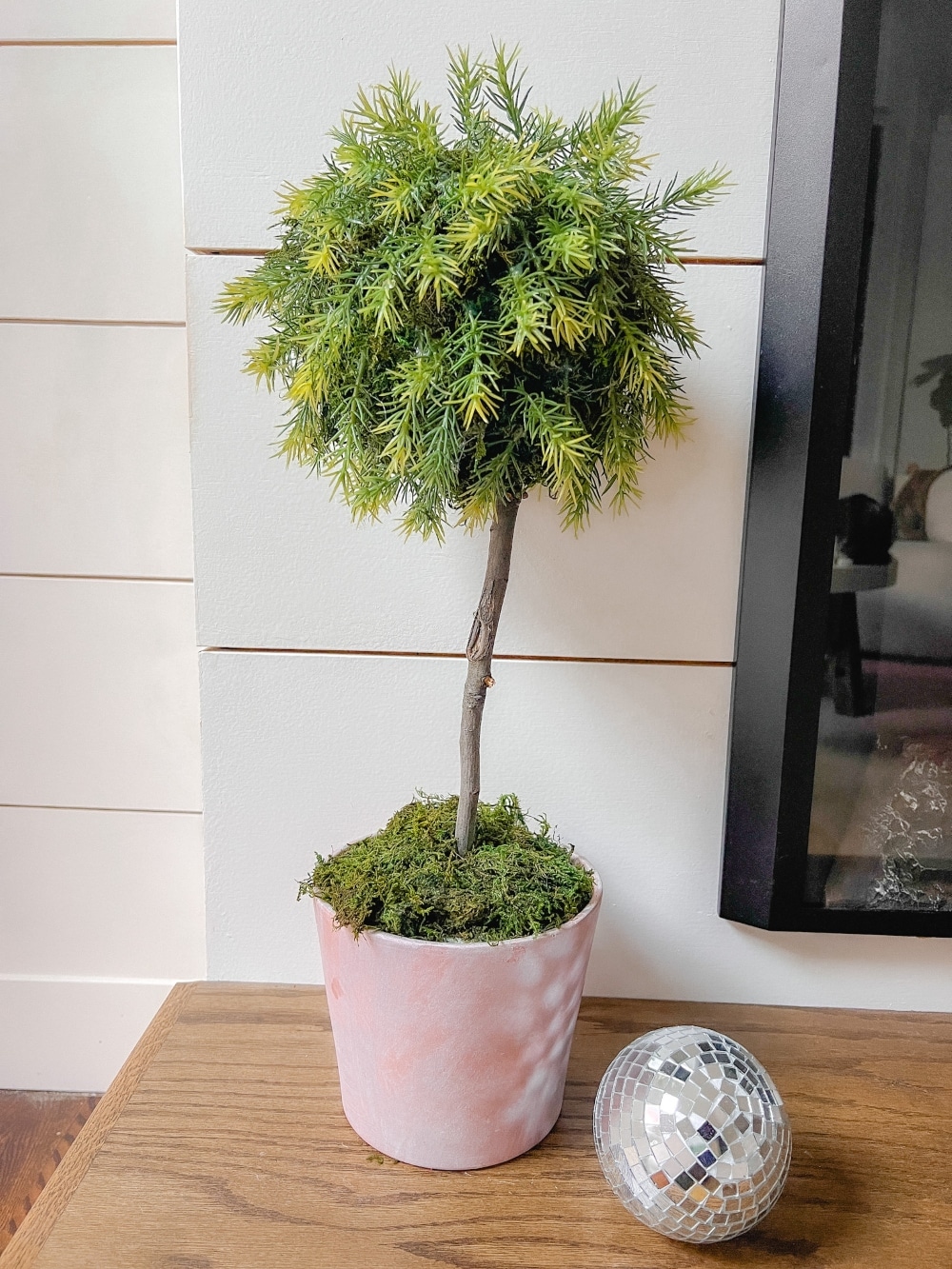 DIY Spring Topiary and Aged Pot. A topiary is the perfect addition to your spring decor. Put it on your kitchen counter, on your mantel or as a centerpiece on your dining room table. I also share how to make a aged pot to plant it in!
