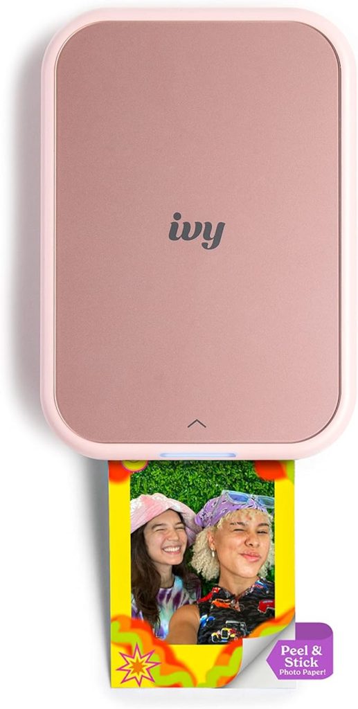 Mom will love printing on the go! Get those photos off her phone and used. Perfect for scrapbooking and journaling.

Print and customize your photos directly from your smartphone devices via the Canon Mini Print App.(1)

NO INK NEEDED! The IVY 2 Mini Photo Printer uses ZINK (Zero Ink) technology, which features colorful dye-based crystals embedded inside the paper.

Place your photos anywhere, thanks to a PEEL & STICK backing that adheres to your favorite surfaces.

PRINT QUALITY IMPROVED in the IVY 2 Mini Photo Printer(optimized skin tone colors, improved photo contrast, optimized photo sharpness)

BETTER CONNECTIVITY for mobile printing using compatible smartphone devices with Bluetooth 5.0 technology