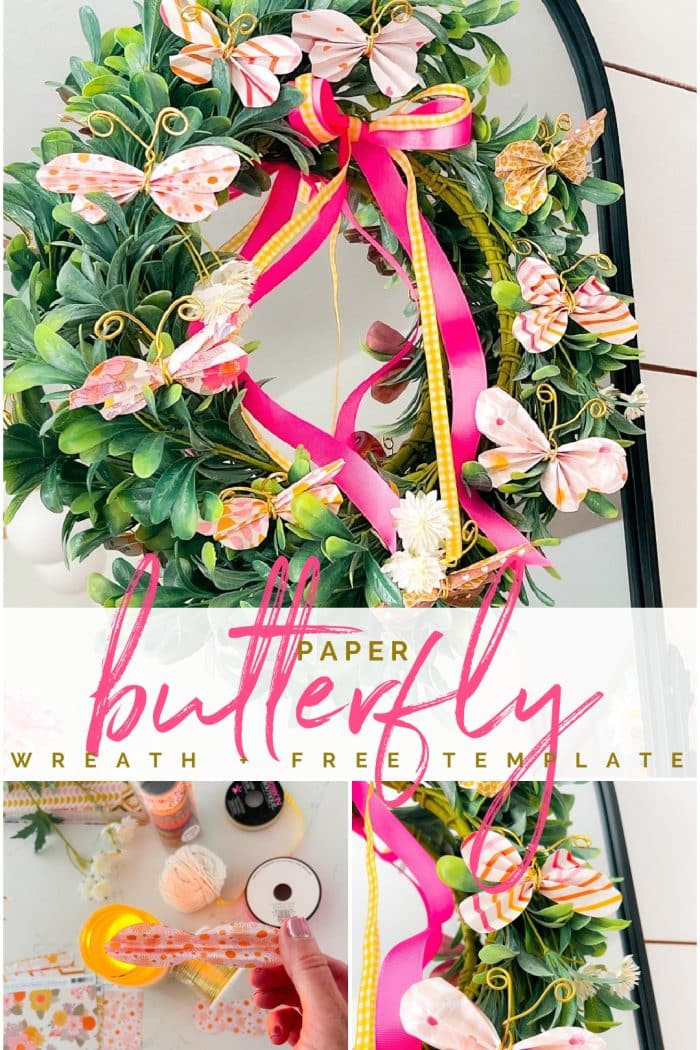 Paper Butterfly Wreath and Free Butterfly Template