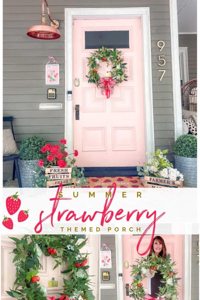 DIY Summer Strawberry-Theme Wreath and Porch