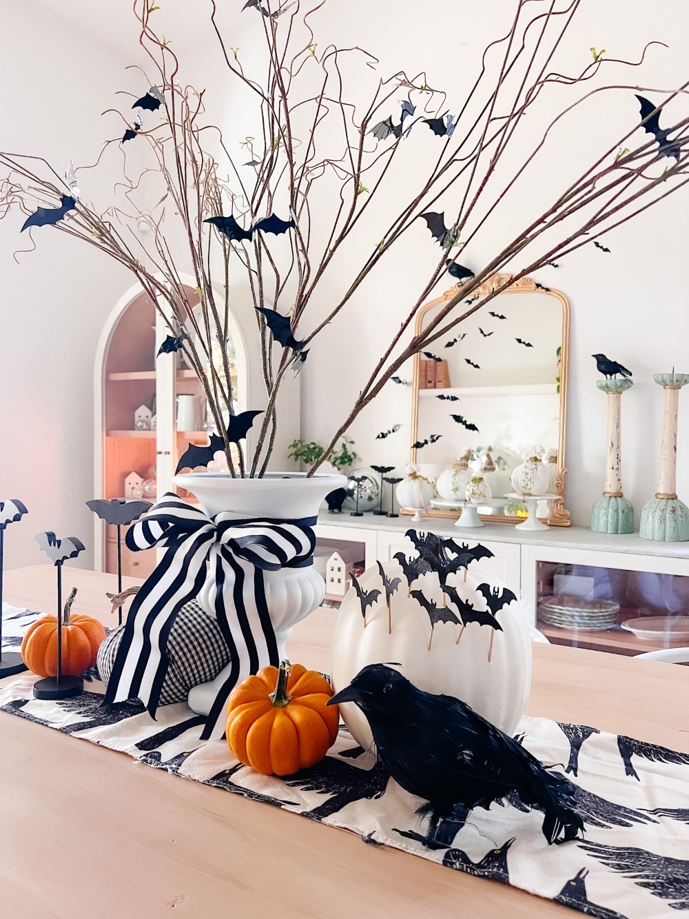 DIY Halloween Bat Branch Centerpiece. If you only make one Halloween project this year, the DIY Bat Branch Centerpiece is the perfect choice for an easy, nearly free decoration that adds spooky elegance to any space.