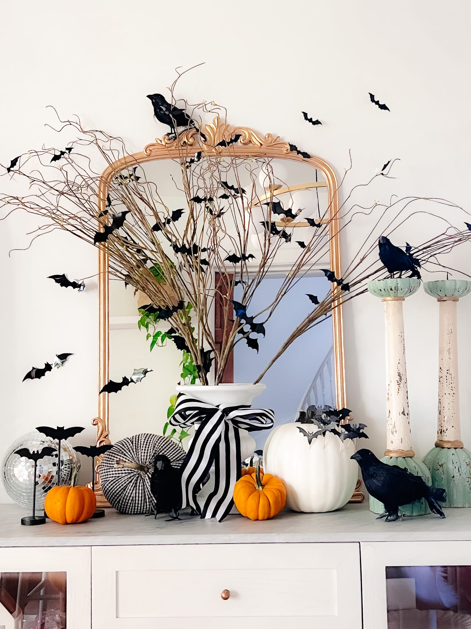 DIY Halloween Bat Branch Centerpiece. If you only make one Halloween project this year, the DIY Bat Branch Centerpiece is the perfect choice for an easy, nearly free decoration that adds spooky elegance to any space.