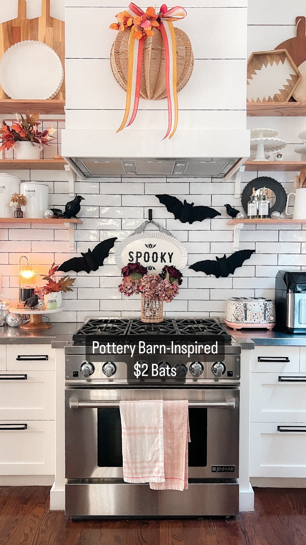 How to Make $2 Pottery Barn-Inspired Bats. Create budget-friendly Pottery Barn-inspired Halloween bats for just two dollars using Dollar Tree glitter bats, twine, and hot glue in this easy DIY tutorial.