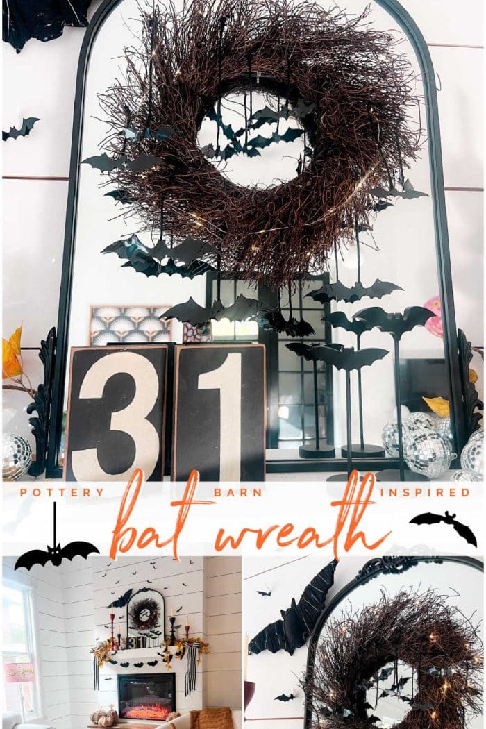 Pottery Barn-Inspired Halloween Bat Wreath