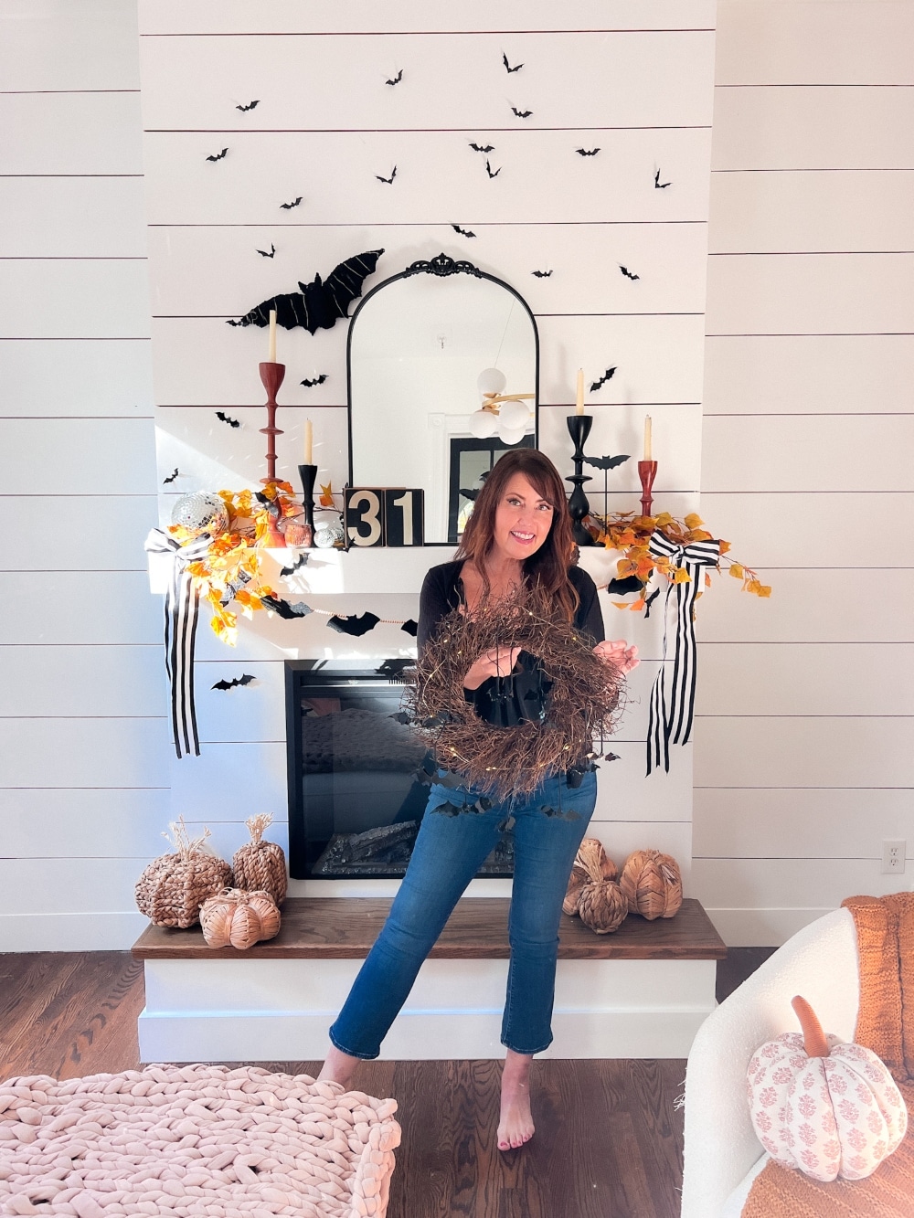 Pottery Barn-Inspired Halloween Bat Wreath. Create a budget-friendly, Pottery Barn-inspired Halloween Bat Wreath for a spooky and stylish way to welcome Halloween guests. 