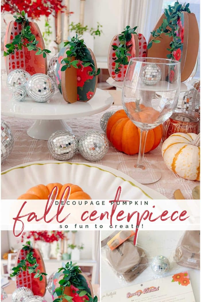 Fall Centerpiece with Decoupage Pumpkins