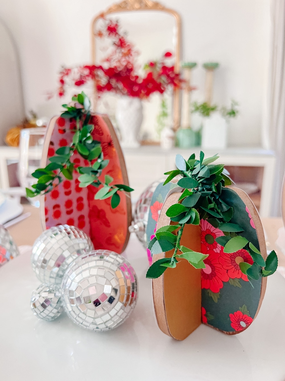 Fall Centerpiece with Decoupage Pumpkins. This pumpkin fall centerpiece is a fun and easy craft idea you can make with your kids to add a personal and festive touch to your fall decor.