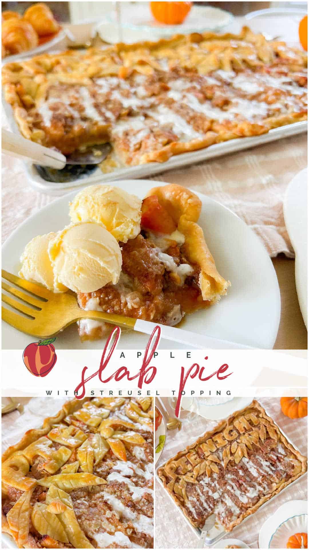 Apple Slab Pie with Streusel Topping. A crowd-pleasing dessert featuring a buttery crust, tender spiced apples and a crunchy oat streusel perfect for Thanksgiving or fall gatherings.