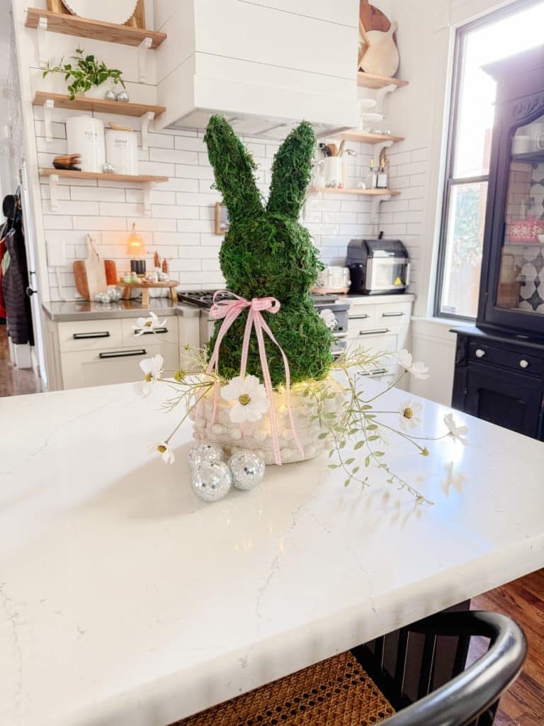 DIY Spring Moss Bunny Topiary - centerpiece idea!