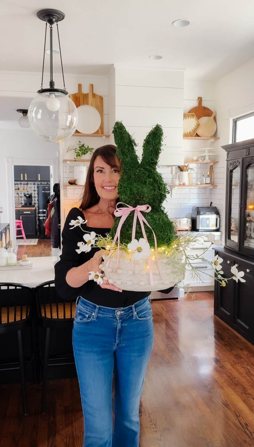 DIY Spring Moss Bunny Topiary - centerpiece idea!