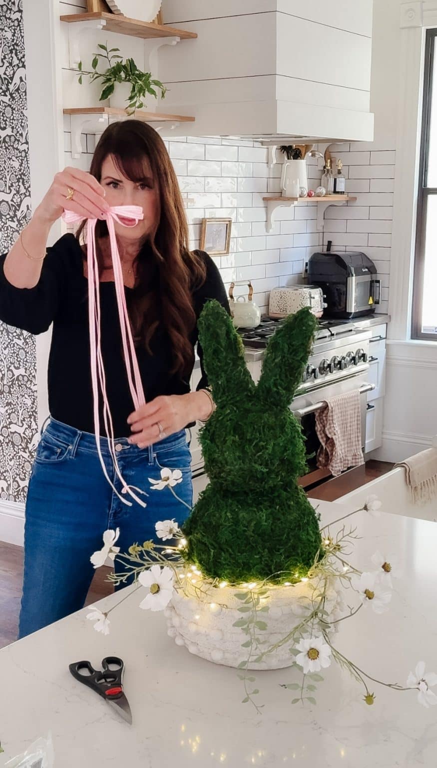 DIY Spring Moss Bunny Topiary - centerpiece idea!