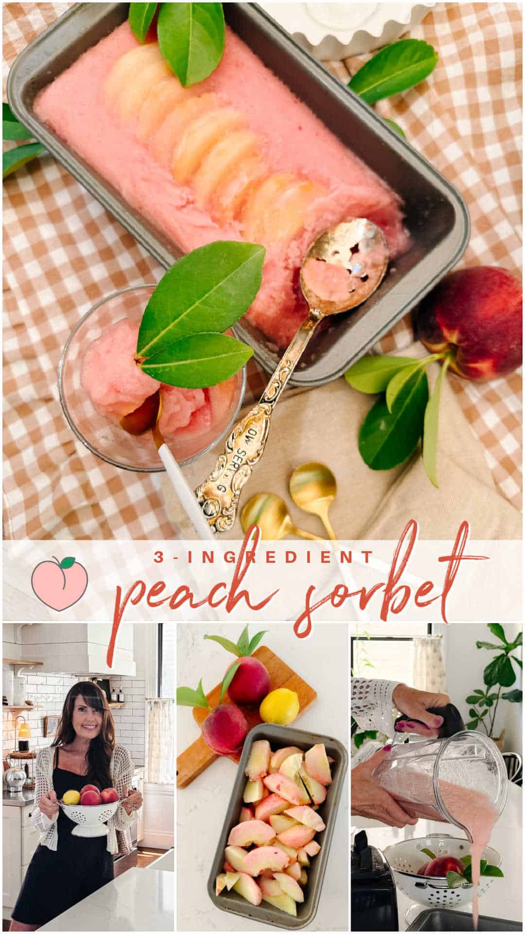 This 3-ingredient peach sorbet is the perfect refreshing treat for hot days, combining juicy peaches, a touch of sweetness, and a dash of lemon for a simple, flavorful dessert that's as easy to make as it is delicious!