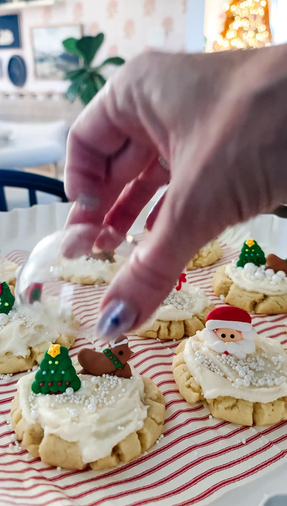 Snow Globe Sugar Cookies + Cookie Exchange Party Tips! My favorite cookie exchange tips after 15+ years of hosting, plus the cutest DIY snow globe cookies that everyone will love.