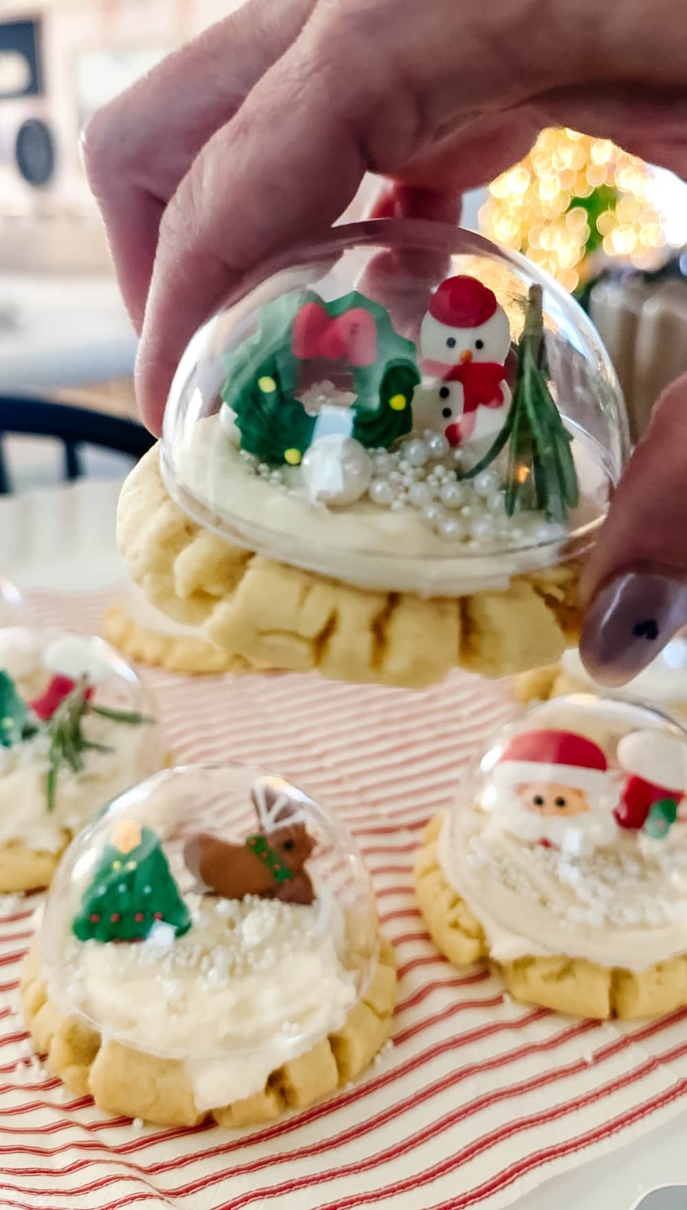 Snow Globe Sugar Cookies + Cookie Exchange Party Tips! My favorite cookie exchange tips after 15+ years of hosting, plus the cutest DIY snow globe cookies that everyone will love.