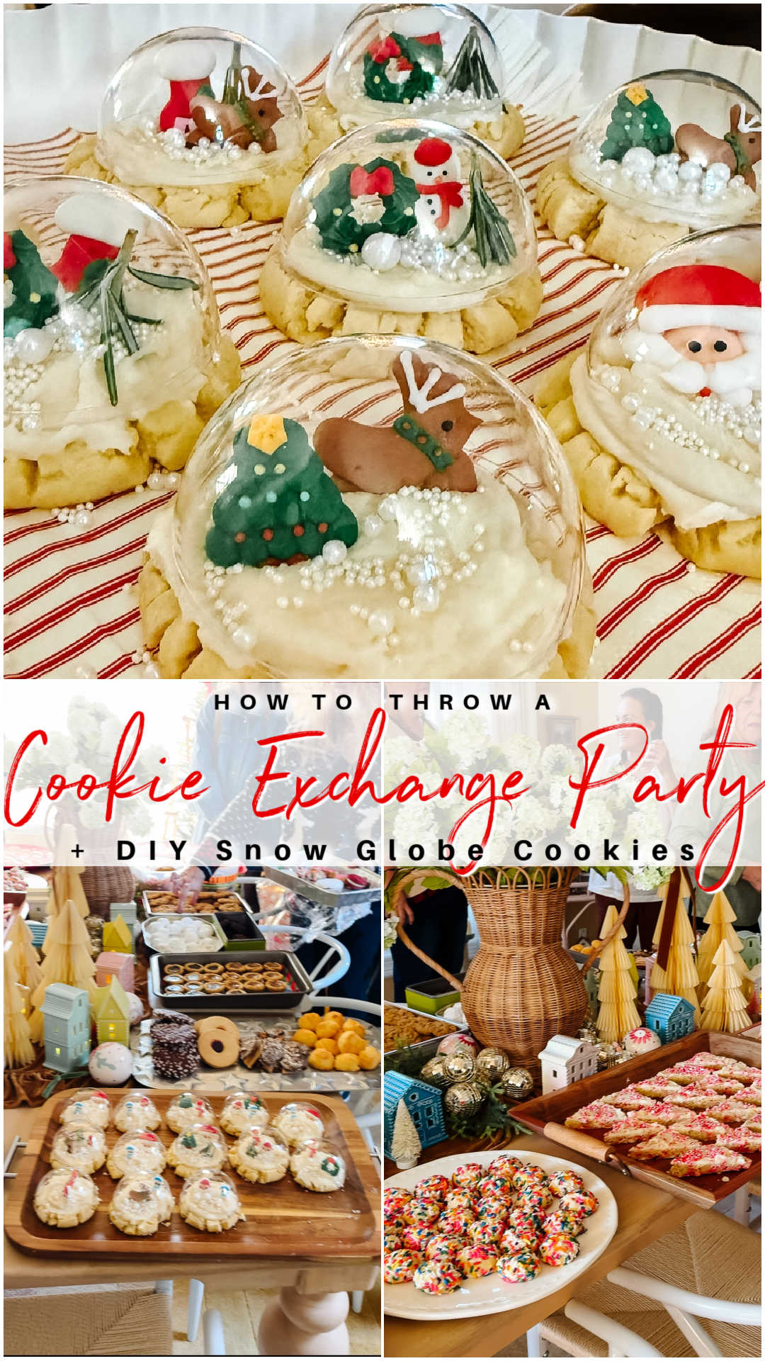 Snow Globe Sugar Cookies + Cookie Exchange Party Tips! My favorite cookie exchange tips after 15+ years of hosting, plus the cutest DIY snow globe cookies that everyone will love.