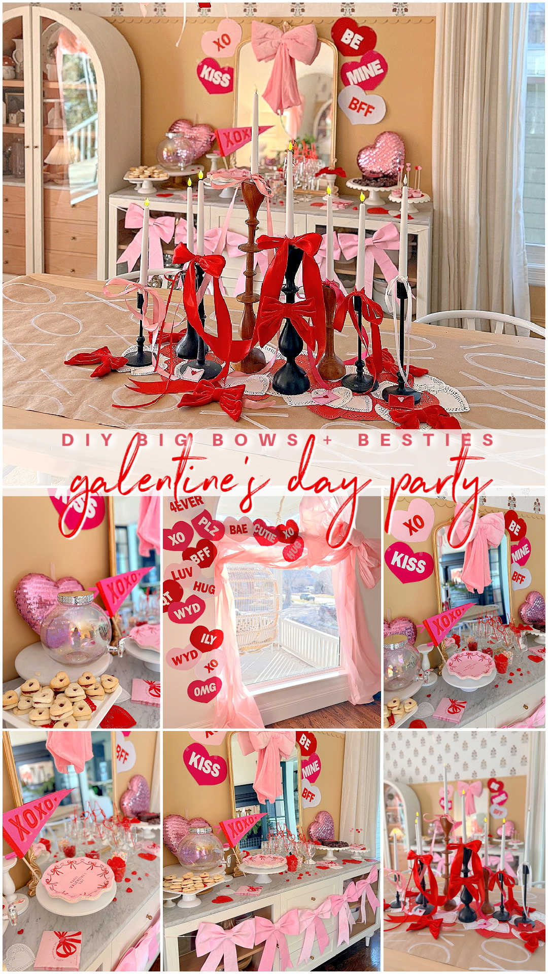Big Bows & Besties: Hosting the Cutest Galentine&rsquo;s Party Ever. Five easy DIY decor projects to create a festive Valentine&rsquo;s Day Galentine&rsquo;s party.