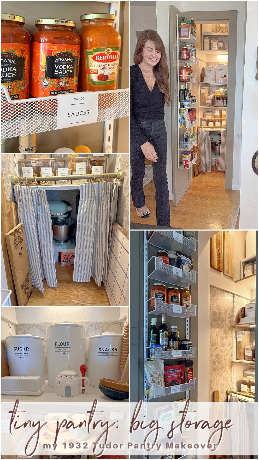 This tiny pantry makeover proves that you don’t need a huge space to create beautiful, functional storage. I transformed the original pantry in my 1932 Tudor with smart storage solutions, wallpaper, pretty containers, a baking station, appliance storage, and vintage-inspired details that make every inch work harder.