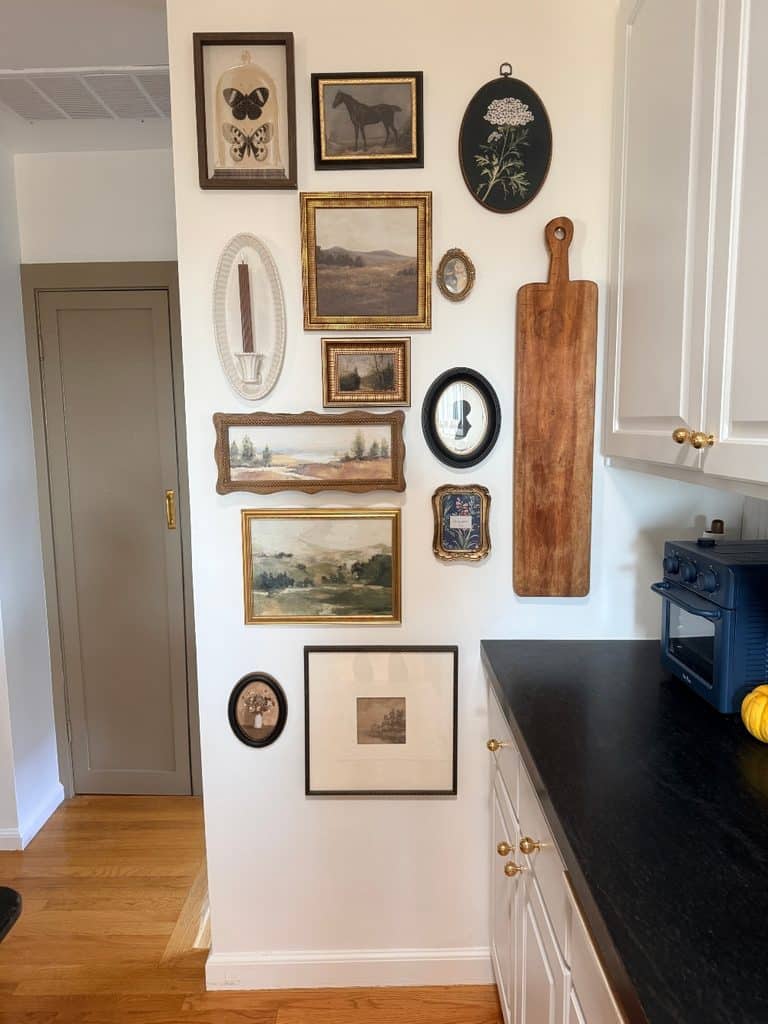 How to Create a Beautiful Gallery Wall Using a Butcher Paper Template. Create a beautifully collected gallery wall with perfect spacing using this easy butcher paper template method, plus a clever way to disguise an awkward light switch.